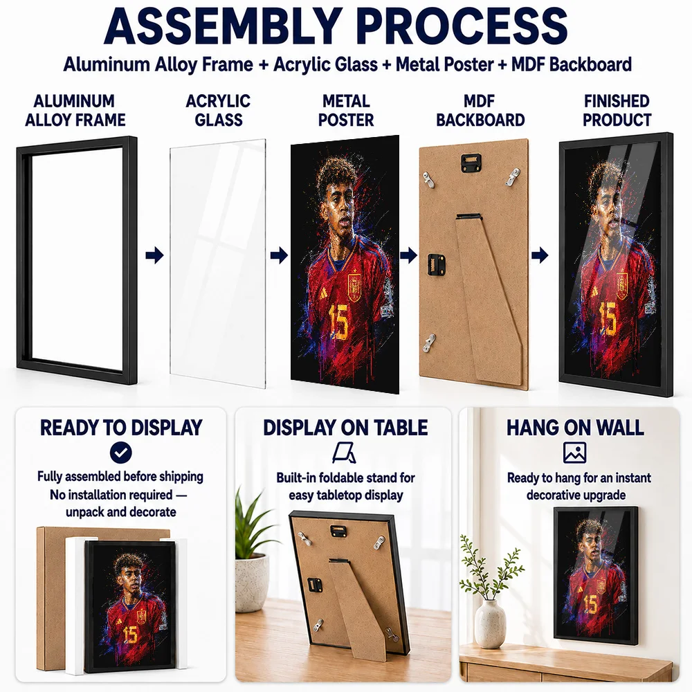 Lamine Yamal Spain Metal Poster With Aluminum Alloy Frame Personalized Scenic Tribute Wall Art For Travelers Decorating Office