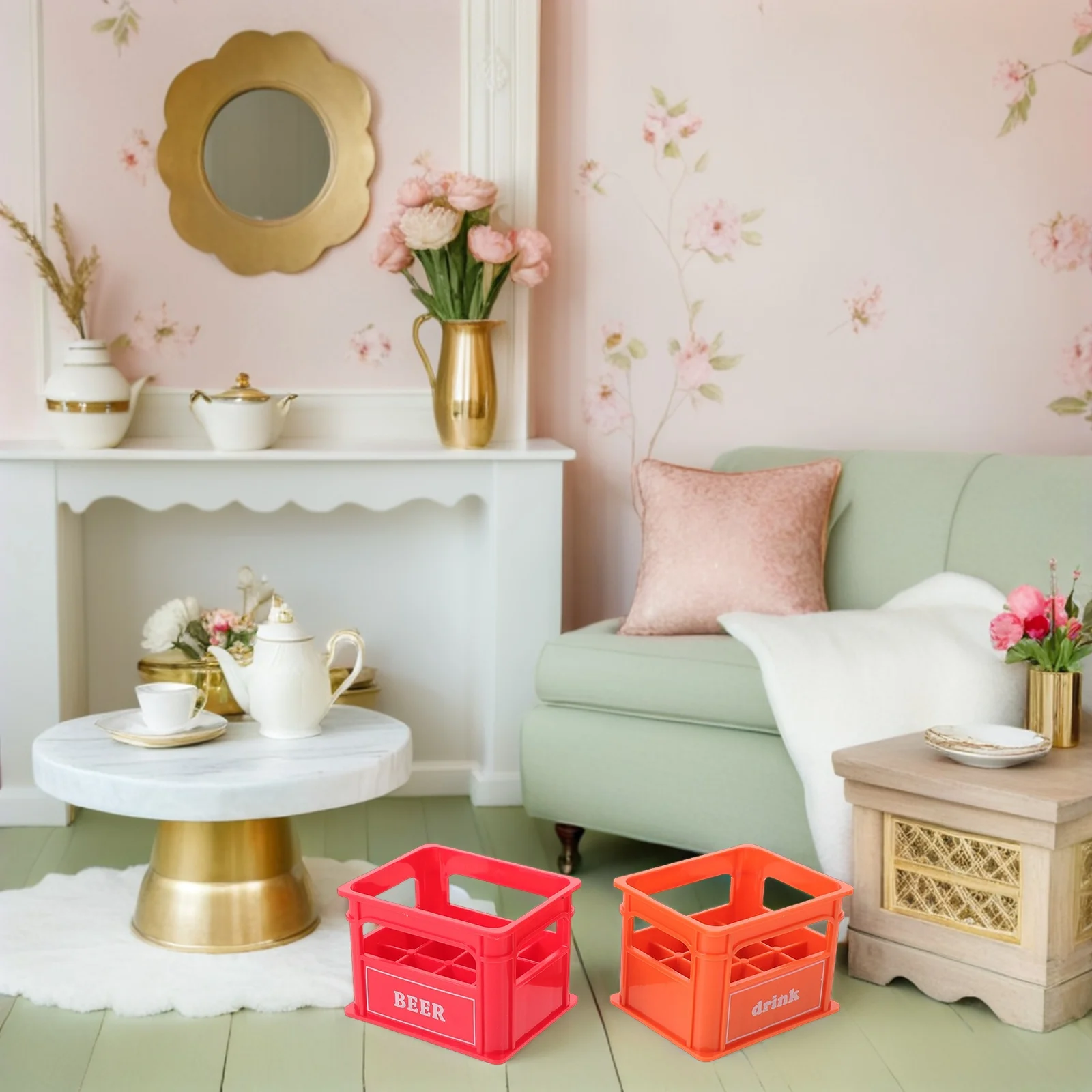 10 قطعة صندوق بيرة صغير إطار بيرة مصغر واقعي لبيت الدمى المطبخ بار المشهد ديكور المناظر الطبيعية الصغيرة صندوق النبيذ المنمنمات #1