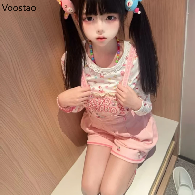 Japanese Kawaii Lolita Style Strap Dress Women Sweet Cartoon Embroidery Princess Mini Dresses Korean Fashion Grunge Y2k Dresses