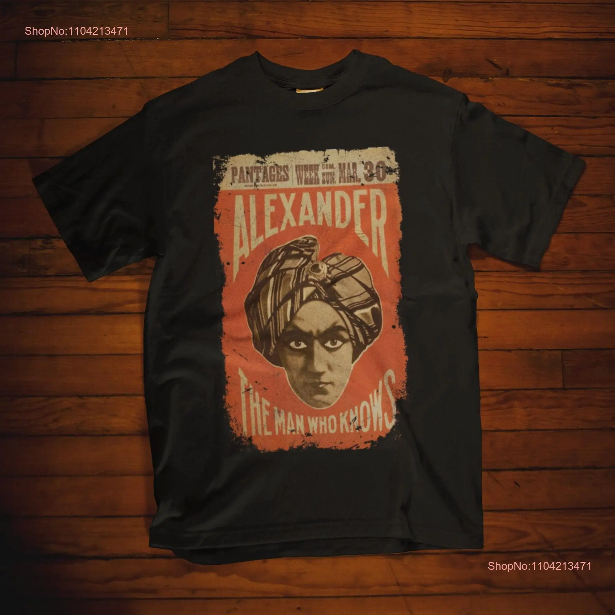 Vintage T Shirt Magician Poster Alexander The Man Who Knows New York Advertising Magic Show long or short sleeves