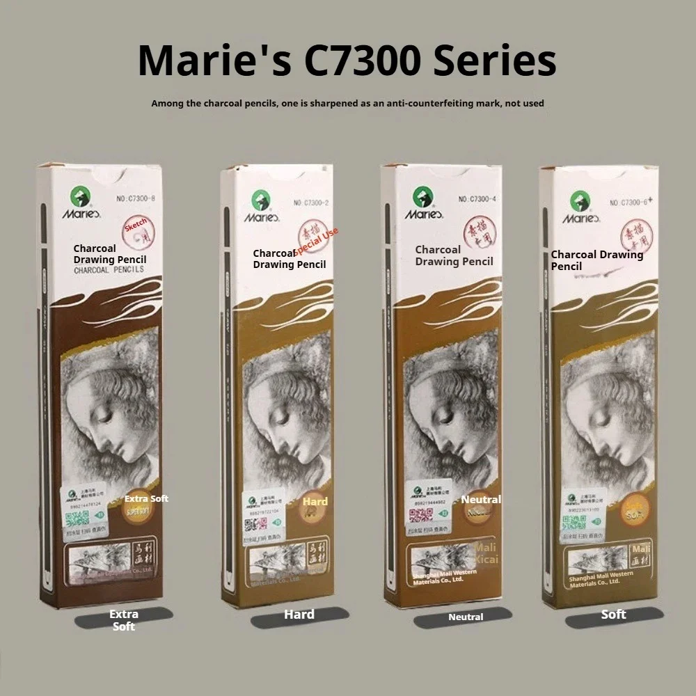 

Marie's 4 Sets Charcoal Graphite Pencils Extra Soft Soft Medium for Drawing Sketching Shading Oil Painting Artists Adults