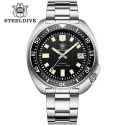 Steeldive-Pulseira Sunray Verde para Homens, SD1970, NH35 Relógio de Mergulho Tartaruga com Moldura Cerâmica, 44mm, Marca