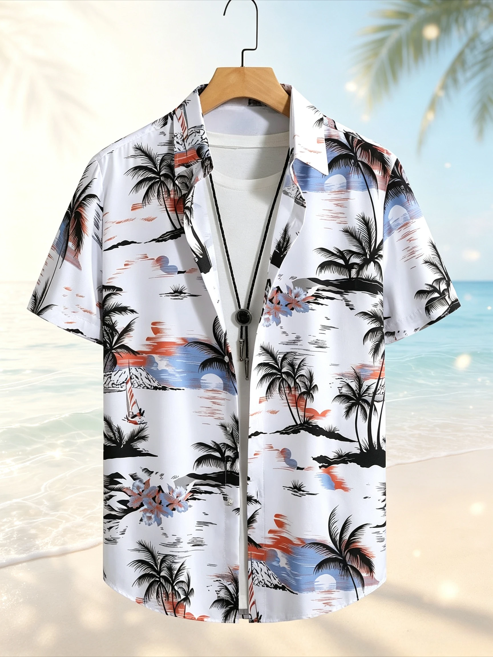 Hawaiian Style Printed Men's Short Sleeve Shirt Summer Outdoor Vacation Fashion Short Sleeve Shirt