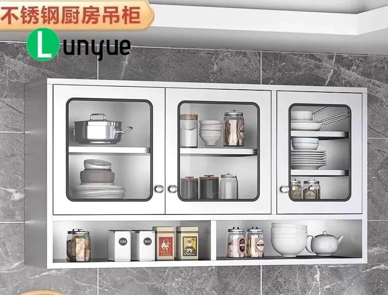 Thickened 304 Stainless Steel Wall Cabinet Rust Proof Moisture Proof Kitchen Storage Cupboard Household Hanging Organizer