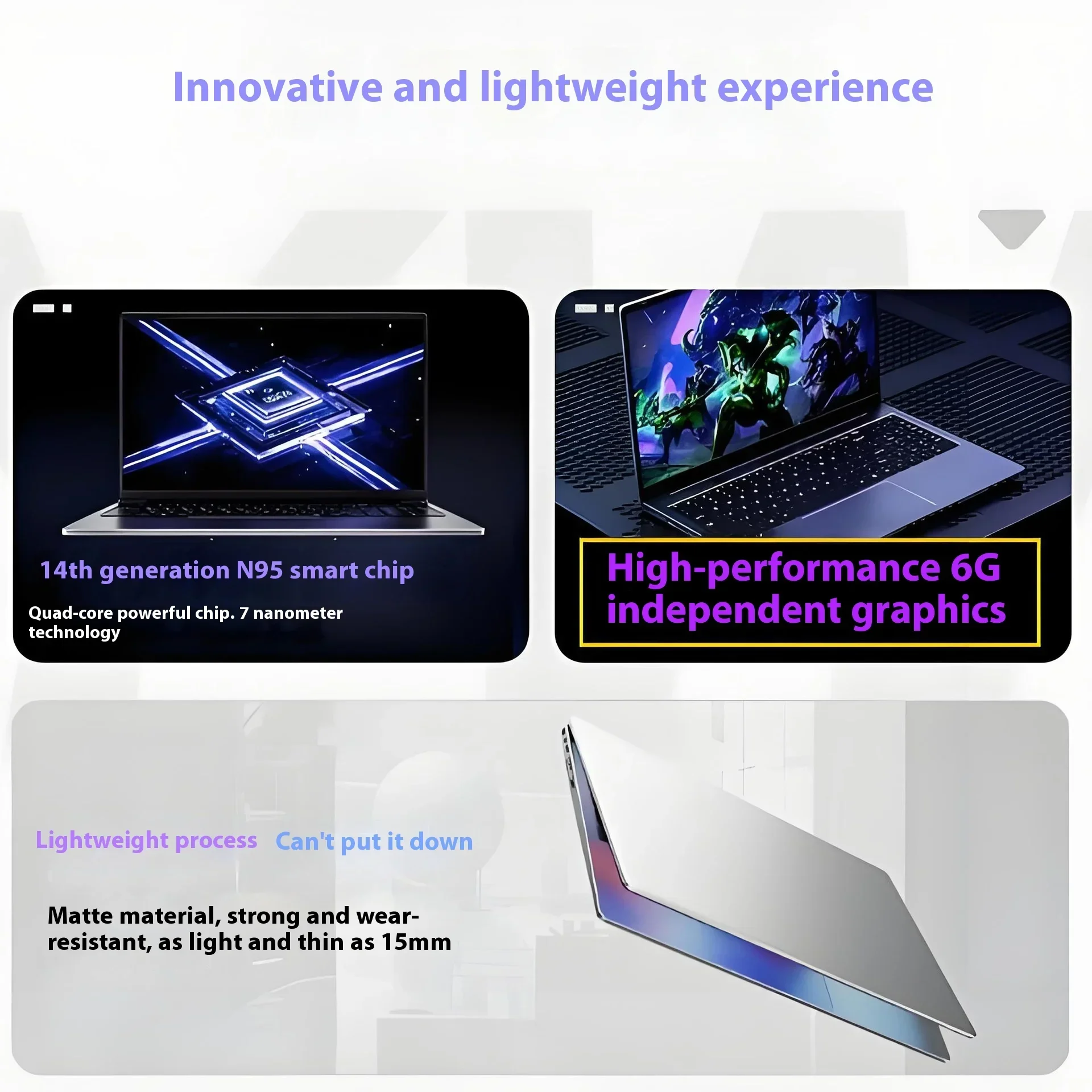 كمبيوتر محمول بشاشة IPS مقاس 15.6 بوصة مع وحدة معالجة الرسومات 6G للجيب USB3.0*1 التعرف على بصمات الأصابع 2.4G/5.0G كمبيوتر لاسلكي واي فاي BT #6