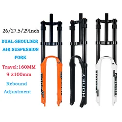 Mountain Bike DH Shoulder Fork 26 27.5 29 Inch Magnesium Alloy Air Fork 9X100MM Durable Straight Tube Hand Lock Fork
