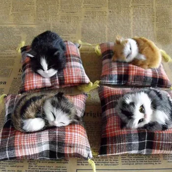 Kitten Speelgoed Simulatie Dier Doek Kussen Dutje Kat Desktop Pop Ornamenten