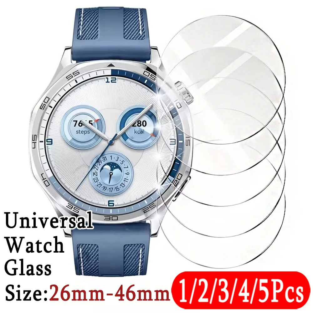 1-5PCS 26-46mm Universal Round Tempered Glass Smartwatch Screen Protector Film 26-46mm 30mm 32mm 38mm 40mm 41mm 42mm Diameter
