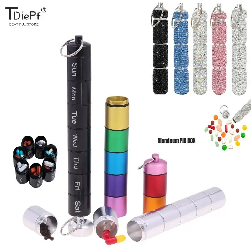 

Водонепроницаемый металлический контейнер для таблеток с 7 отделениями, 7-дневный недельный контейнер для таблеток, органайзер для лекарств, органайзер, контейнер для хранения