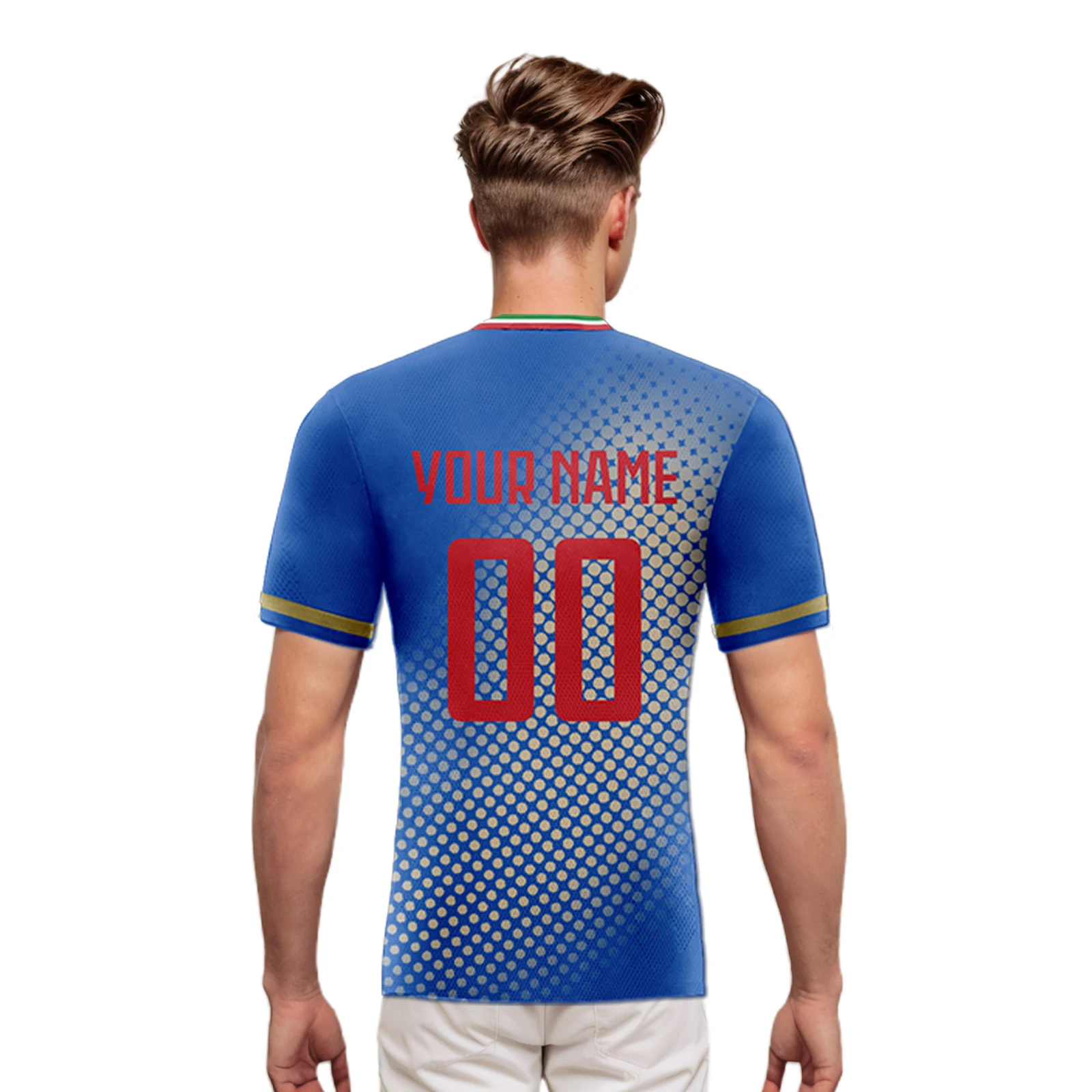 Personalized Italy Football Shirt Custom Soccer Jersey Quick-Dry Breathable Team Uniform with Name Number for Men Women Youth