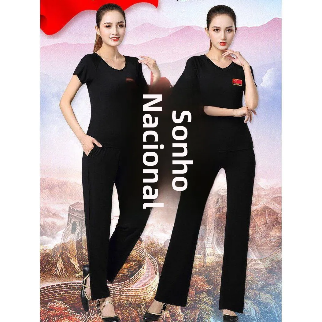 black-square-dance-top-women's-fitness-sportswear-long-sleeve-dance-outfit-for-middle-aged-latin-dance-practice-performance