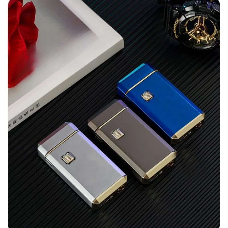 Creative Electronic Pulse Ignition Open Flame Kerosene Lighter Metal Large Capacity Oil Warehouse USB Electronic Lighters Gadget