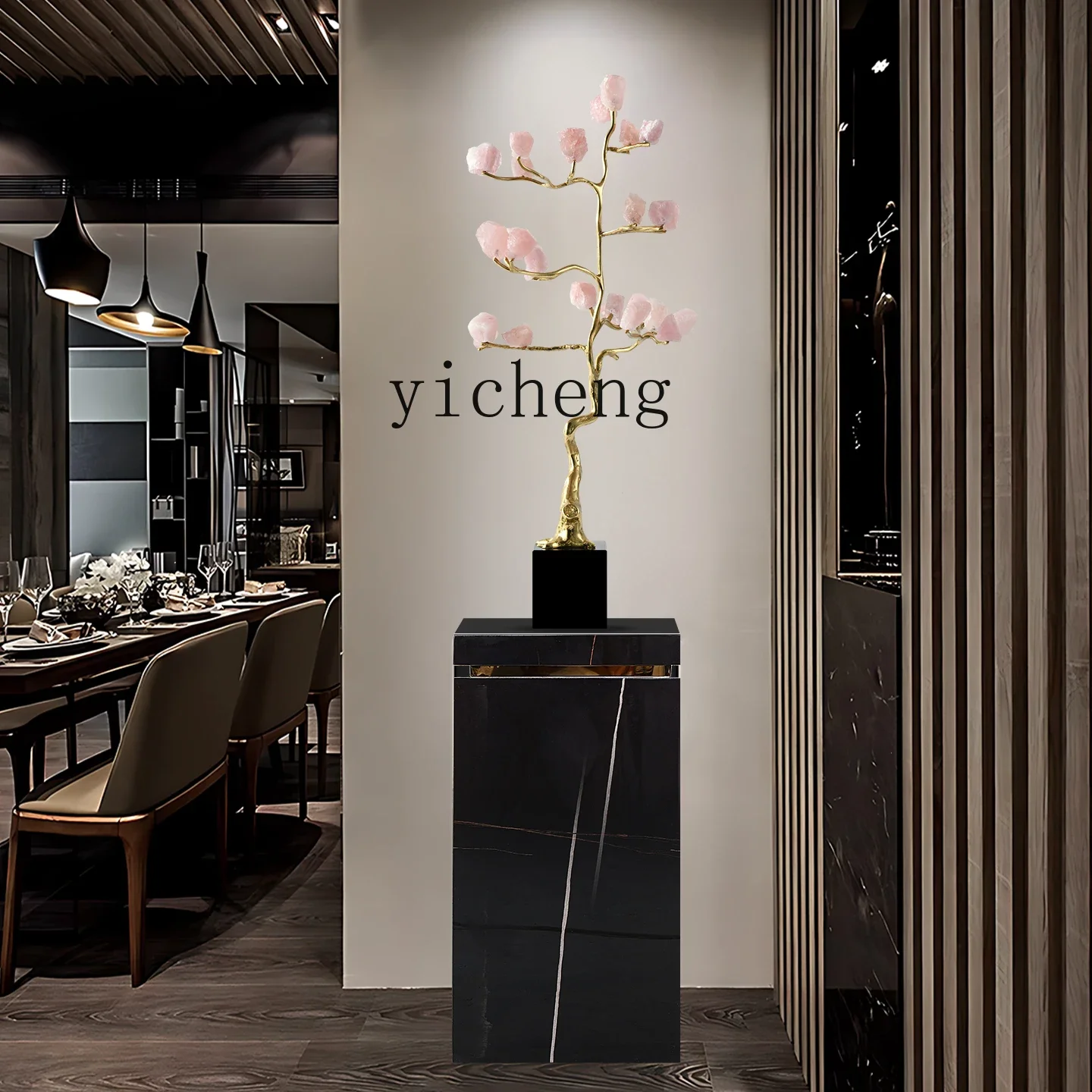 

High-End Pink Crystal Money Tree Ornament for TV Cabinet, Living Room, and Entrance Decoration