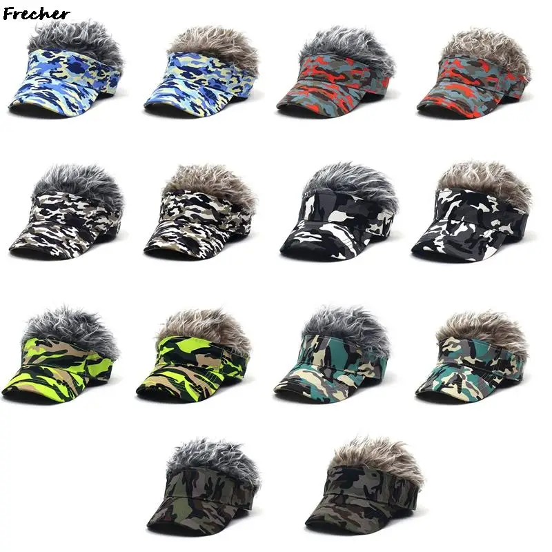 Tactical Camo Caps Wig Baseball Cap Color Hair Integrated Visors Hat Men Women Street Dance Hats Winter Spring Army Gorras