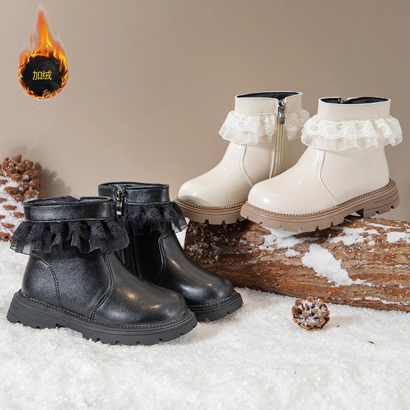 

Новинка 2023 года, модные и хит продаж, зимние детские модные ботинки с бантом, короткие теплые ботильоны, нескользящие детские ботинки на молнии