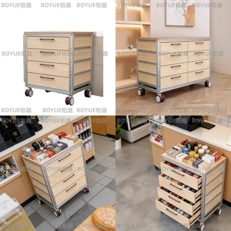 Birch Aluminum Mobile Storage Cabinet with Wheels Lockable Durable Commercial Organizer for Office Home Simple Sturdy Rolling