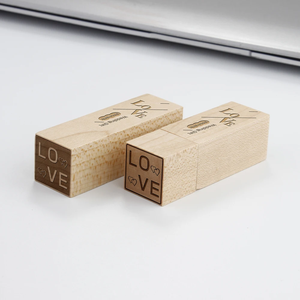 Unidad Flash USB con sello de madera de arce, PenDrive con logotipo personalizado gratuito de 128GB, 64GB, 32GB, disco U, 16GB, regalo creativo