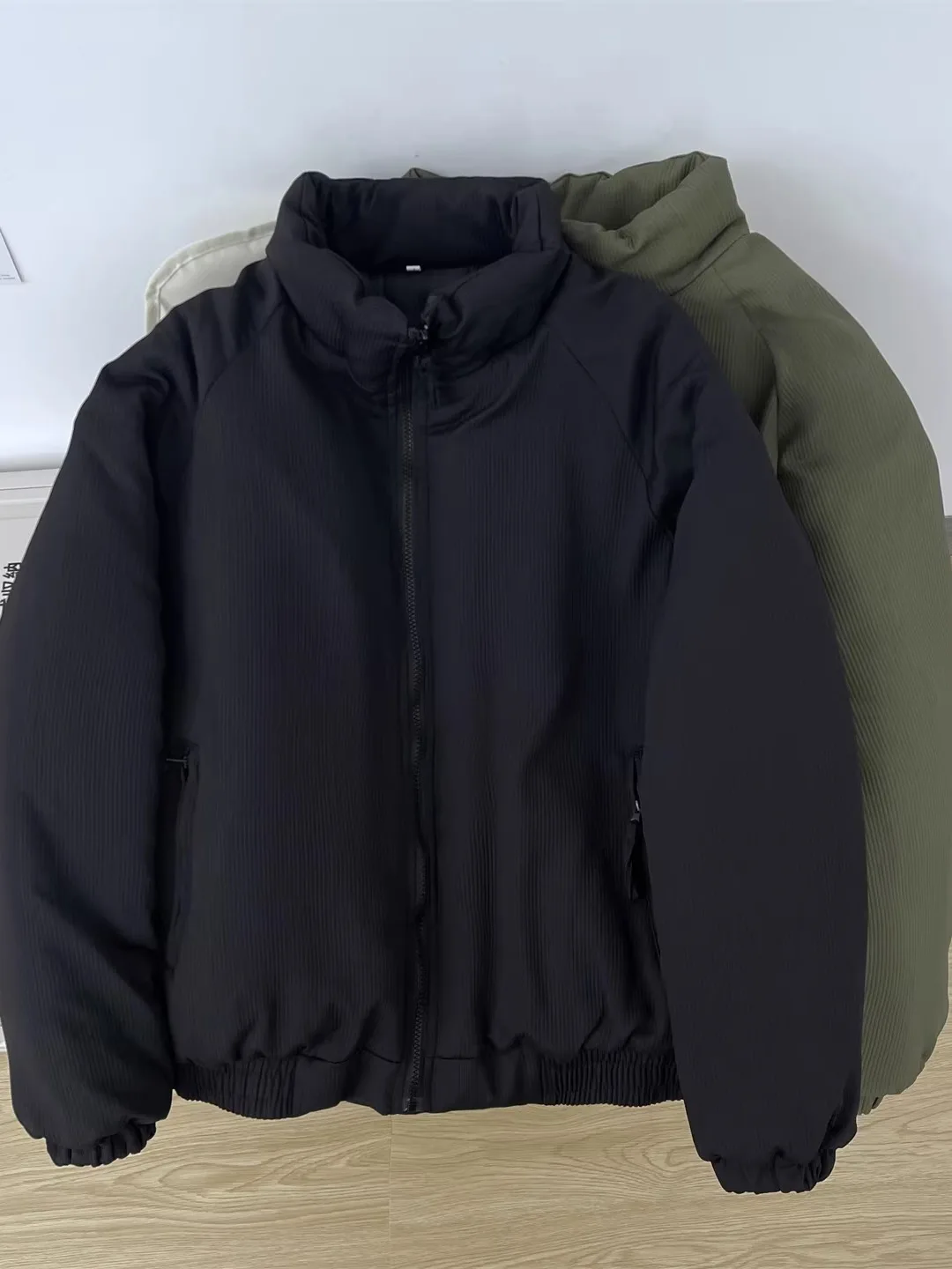 

Thiened down Cotton Jaet Stand Collar Men's Winter Warm Sli Workwear Coat American Casual Sle Regular Sve Length