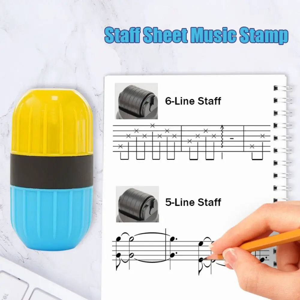 Plastic Staff Sheet Music Stamp Dual-spectrum Bright Color Music Seal 5-Line 6-Line Staff Staff Roller Hand Stamps