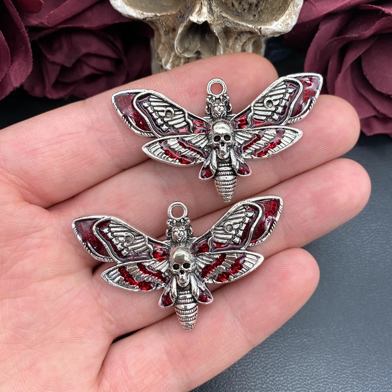 4Pcs Gothic Death Moth Charms for DIY Jewellery Making