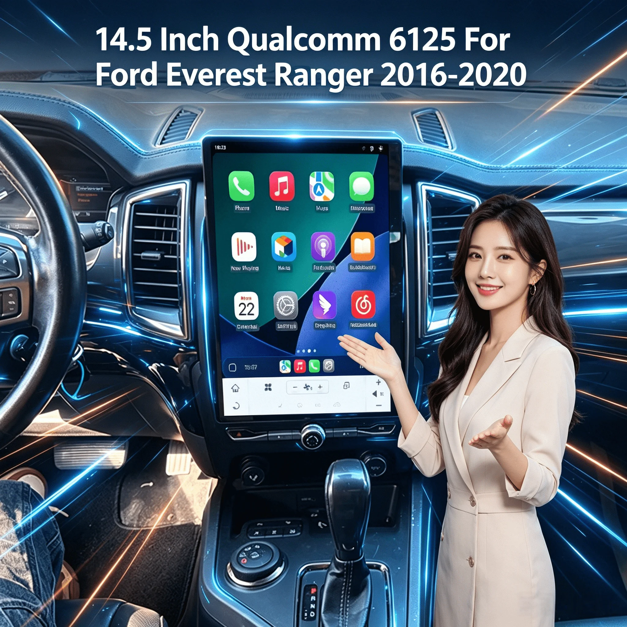 

14.5" L RHD CarPlay Auto Android 14 Car Radio For Ford Everest Ranger 2016-2020 Screen Multimedia Stereo Player GPS Head Unit