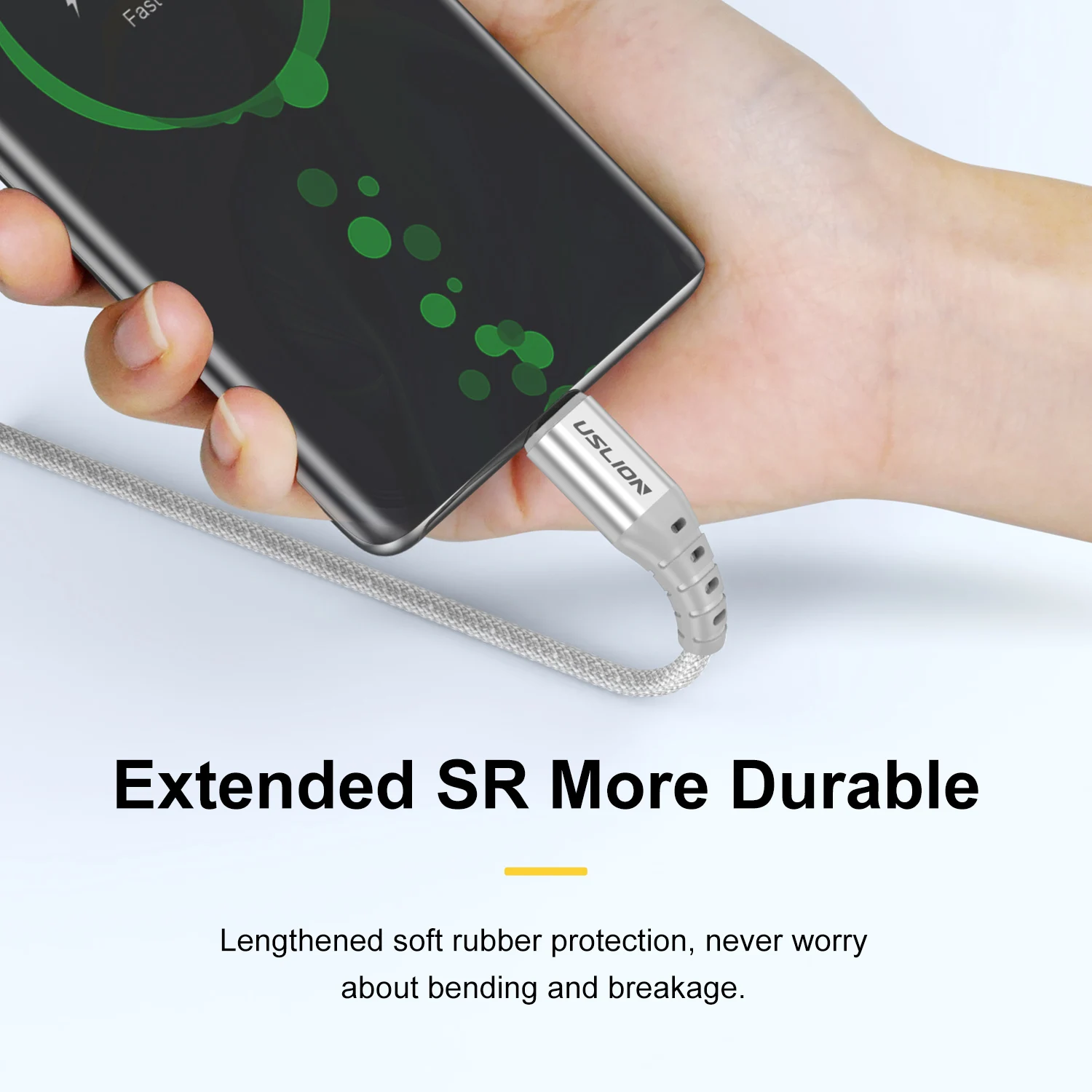 USLION 3A نوع C كابل آيفون 15 برو ماكس النايلون مضفر شحن سريع بيانات الحبل ل Xiaomi 14 Oneplus سامسونج POCO 0.3/1/2 متر #6