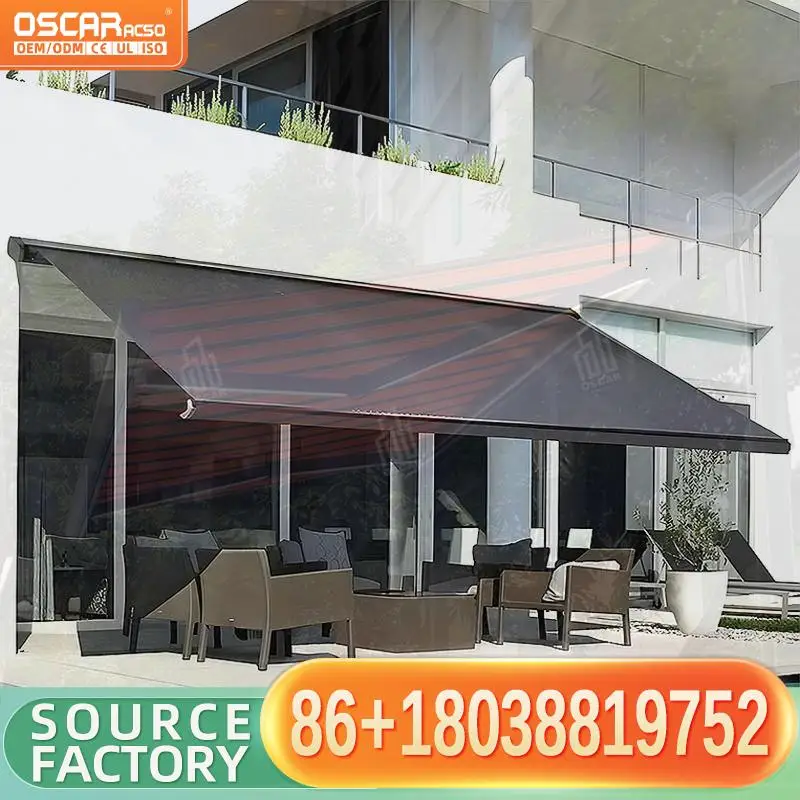 Motorized Electric Full Cassette Retractable Aluminum Awnings Rain Cover for Outdoor Patio Balcony in US Retractable Awning