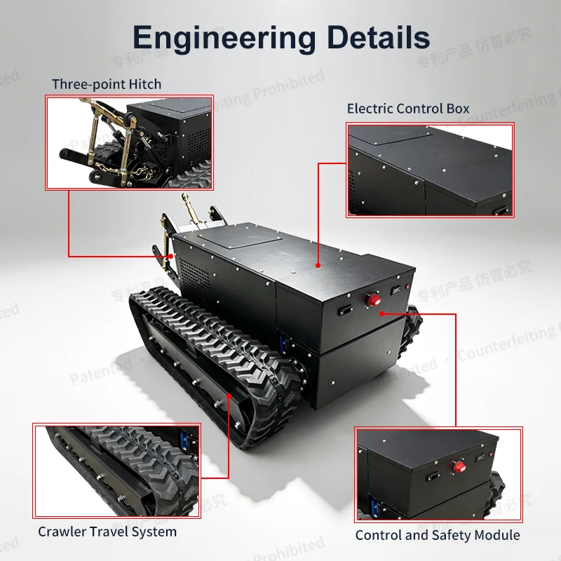 Electric Remote Control Rubber Crawler Undercarriage 0-10 Ton OEM Stable Running Diesel Optional Lithium Battery Tracked Vehicle