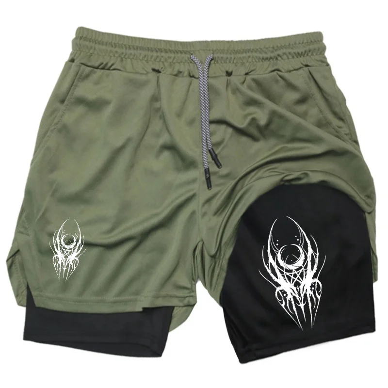 

Мужские спортивные шорты 2 в 1 с принтом паука, быстросохнущие, эластичные, компрессионные, для фитнеса, бега и джоггинга