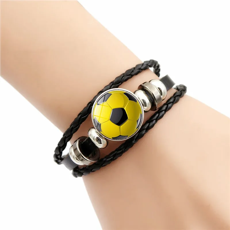 10pcs Wholesale Country Color World Personalized Beaded Football Game Fans Peripheral Leather Bracelet European American Jewelry