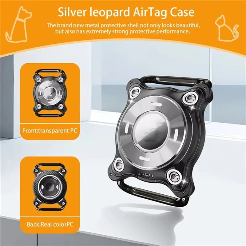 ABSQ-アルミシートエアタグ首輪ホルダー犬猫用金属バックル防水保護ケースエアタグホルダー