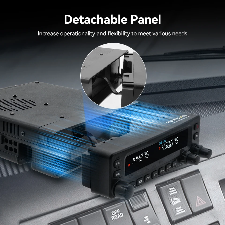 Retevis MA1 Car Radio with Screen 50W VHF UHF Dual Band Ham Radio AM FM Mobile Radio Station Transceiver Multi-band Reception