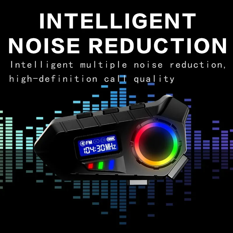 KEBIDUMEI 1/2 قطعة دراجة نارية سماعة خوذة BT5.4 مقاوم للماء يدوي دعوة مشغل موسيقى المتكلم سماعة لاسلكية مع راديو Fm