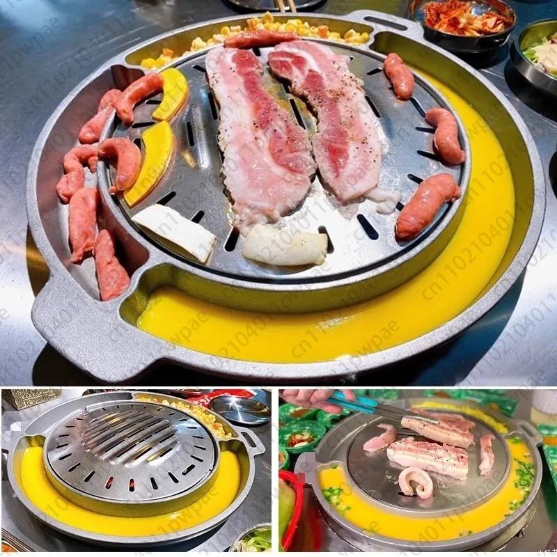 Korean-Style Commercial Non-Stick Round Pancake Grill Pan for BBQ Restaurants