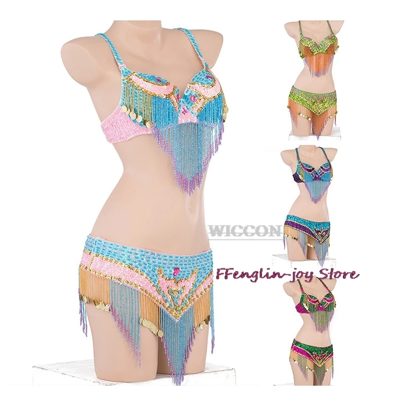 belly dancing suite belt+bra 2 piece set samba costumes club sexy bra size accept any size 4 color for women belly dance hip bra