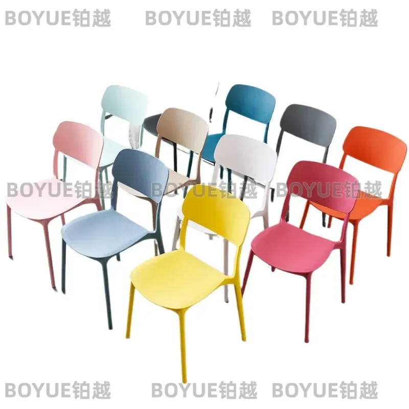 Macaron Plastic Dining Chair Modern Simple Backrest Stool Thickened Household Restaurant Furniture Comfortable Seat
