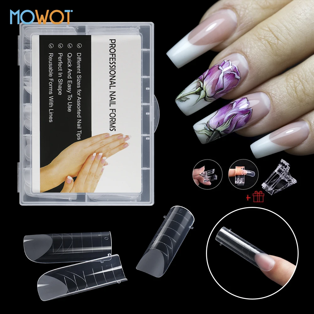 

MOWOT 120pcs Matte Square Dual Forms Nails Poly Nail Gel Extension Quick Building Mold Full Cover False Nail Tips Manicure Tools