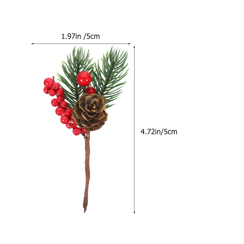 ผลเบอร์รี่ขนาดเล็กสาขาดอกไม้คริสต์มาส Picks ประดิษฐ์ Pine Cone Tree จําลองเครื่องประดับตกแต่ง