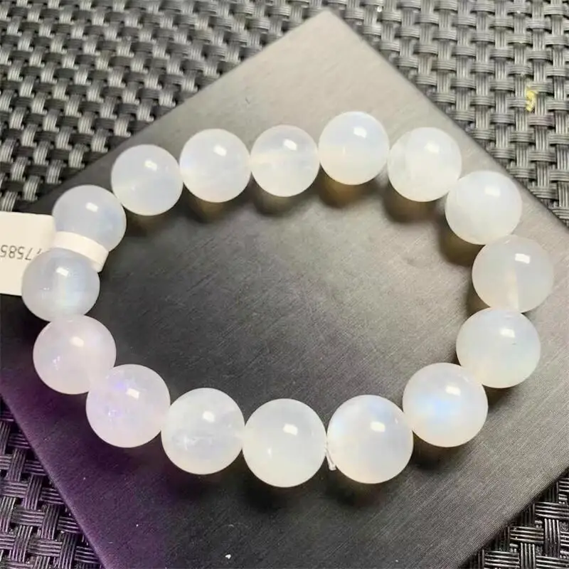 

12.5MM Natural Blue Moon Stone Bracelet Couple Energy Yoga Bracelet Men Women Healing Fengshui Jewelry Gift 1pcs