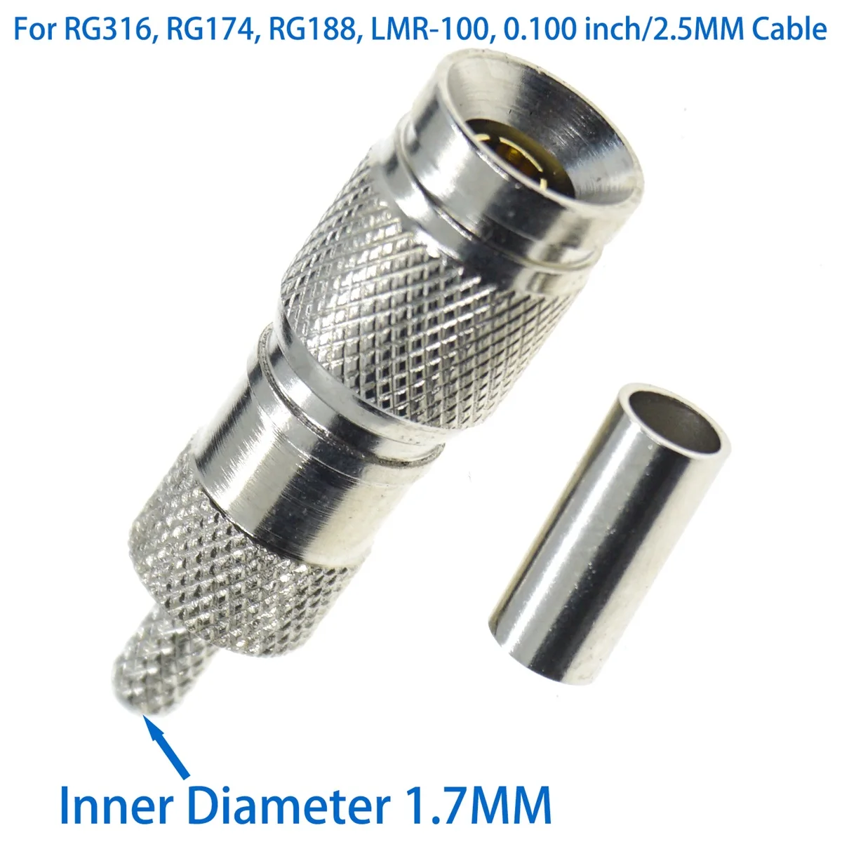 DIN 1.0/2.3 Mini BNC CC4 Male Plug crimp solder RG316 RG174 LMR100 RG178 RG179 RF Connector Coax wire coaxial Cable pigtail