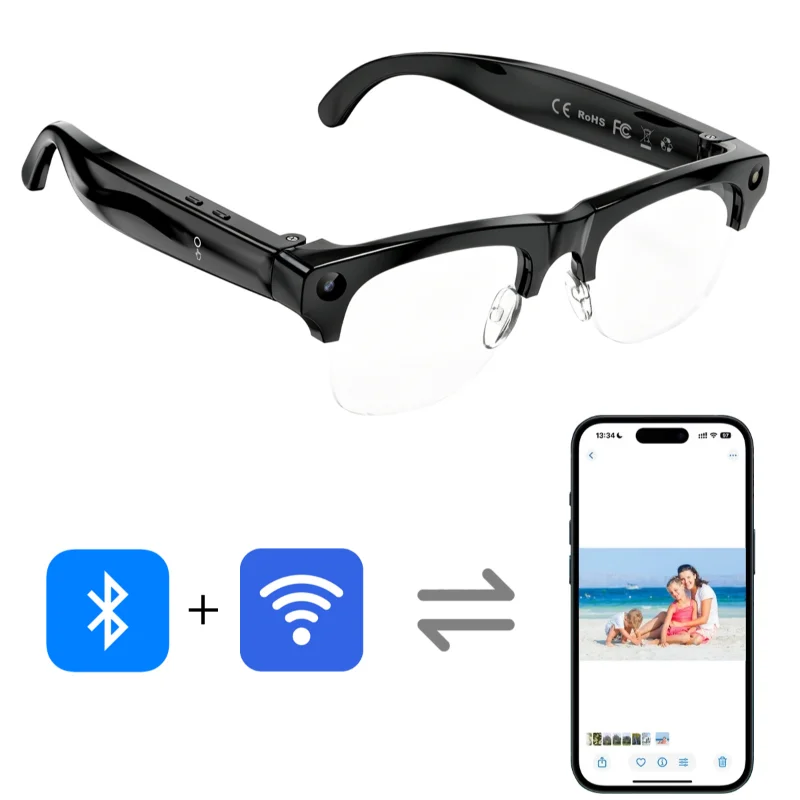 AI Smart Glasses Translation 8MP HD Camera 4K Shooting Image Bluetooth Call Recording Music Smart Sunglasses 2026 New