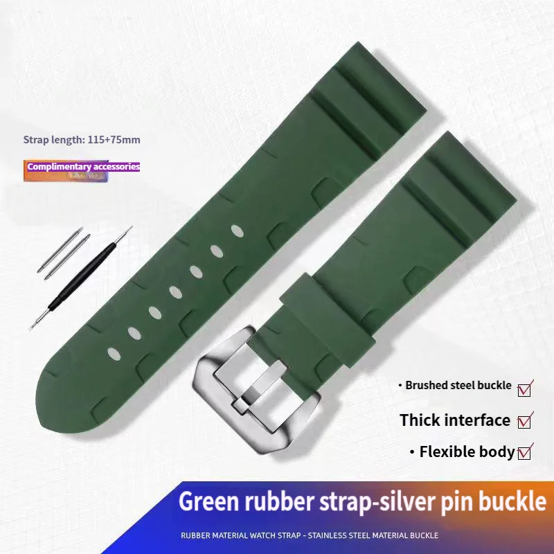 

22mm 24mm For Panerai Rubber Watch Strap SUBMERSIBLE PAM 441 359 Series Men Watch Band Orange Soft Silicone Watch Accessories