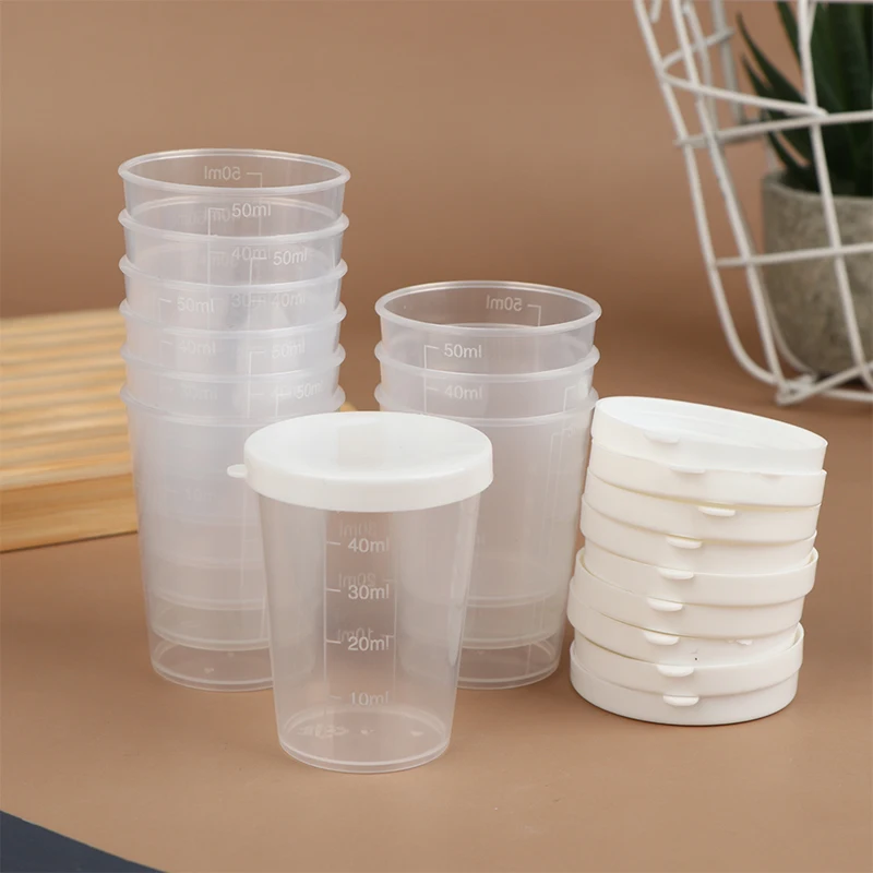 

NEW SALE 10Pcs 20/30/50/100ml Clear Liquid Pill Measuring Cups With Lids Travel Pill Organizer Cup Container For Liquid Medicine