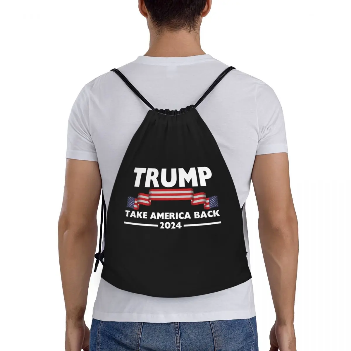 Custom Trump 2024 ransel penyimpan olahraga Pria Wanita, tas kolor punggung Amerika Serikat ringan