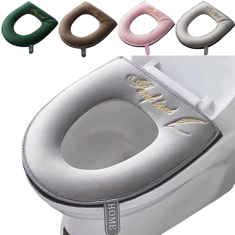 Funda universal para asiento de inodoro, tapete suave para WC, lavable, extraíble, con cremallera y tapa abatible, impermeable, para el hogar, 1 unidad