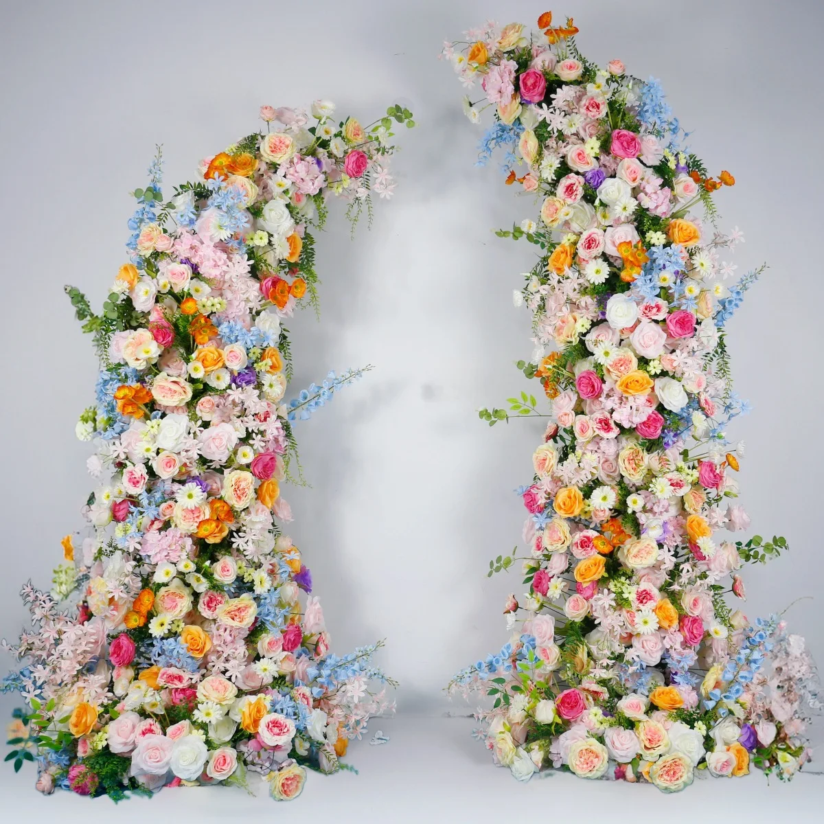 

Luxury Pink Blue Flower Arch Artificial Horn Frame Backdrop for Wedding/Birthday Decor Floral Runner Arrangement