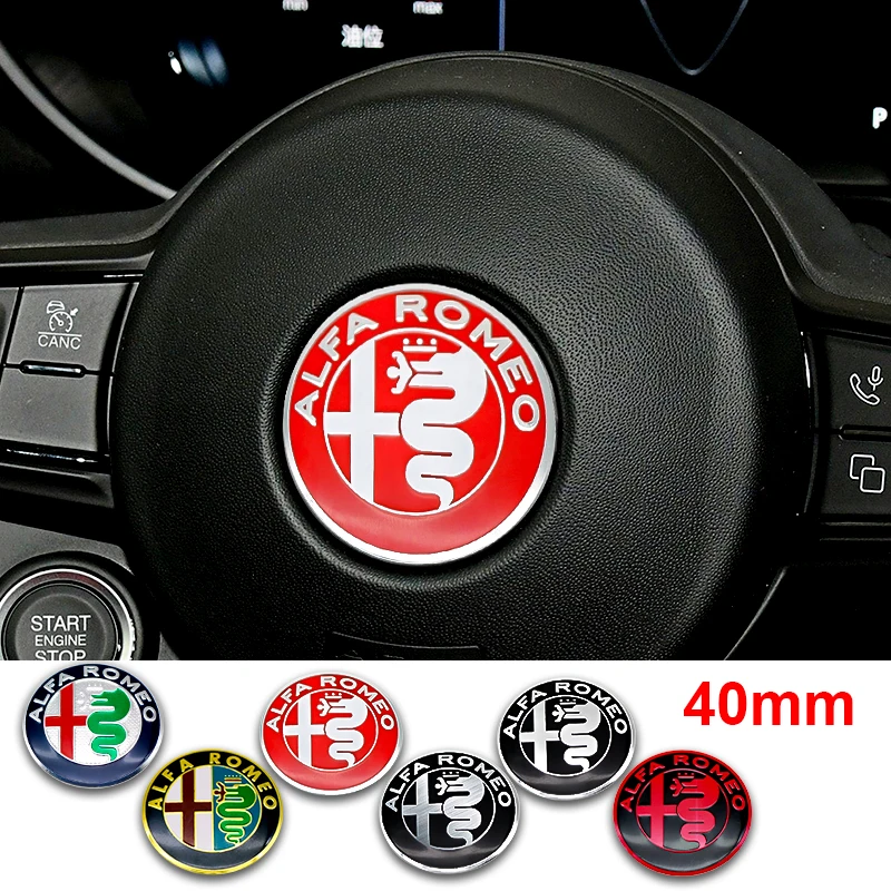 Car Steering Wheel Auto Emblem Sticker Accessories For Alfa Romeo 4C 159 Spider Giulia Giulietta 156 Tonale Mito 147 8C Stelvio