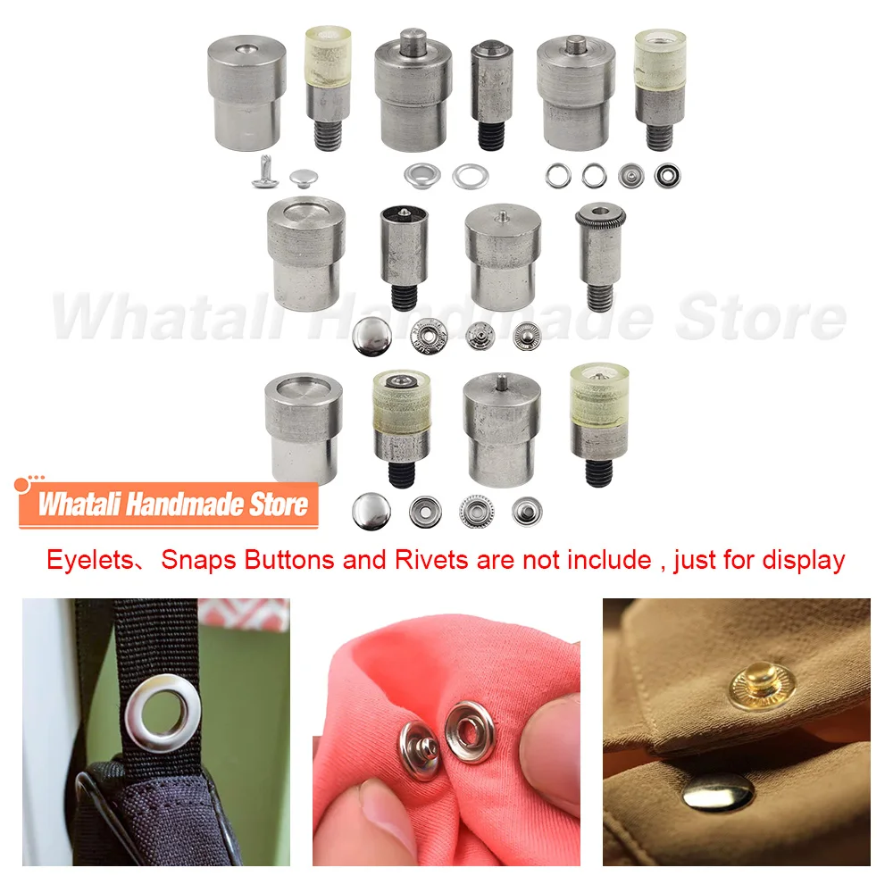 Hand Punch Press Machine Metal Dies Mold Double Cap Rivets Snap Eyelet Grommet Buttons Tools  For Leathercraft Handmade Supplies