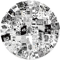 60PCS Black and white journal Style stickers DIY Phone Laptop Luggage Skateboard Graffiti Decals Fun for Kid Gift