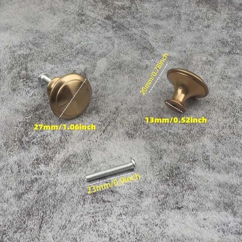 8pcs Golden Simple Cabinet Drawer Single Hole Pull Handle, Cabinet Wardrobe Door Round Furniture Small Handle